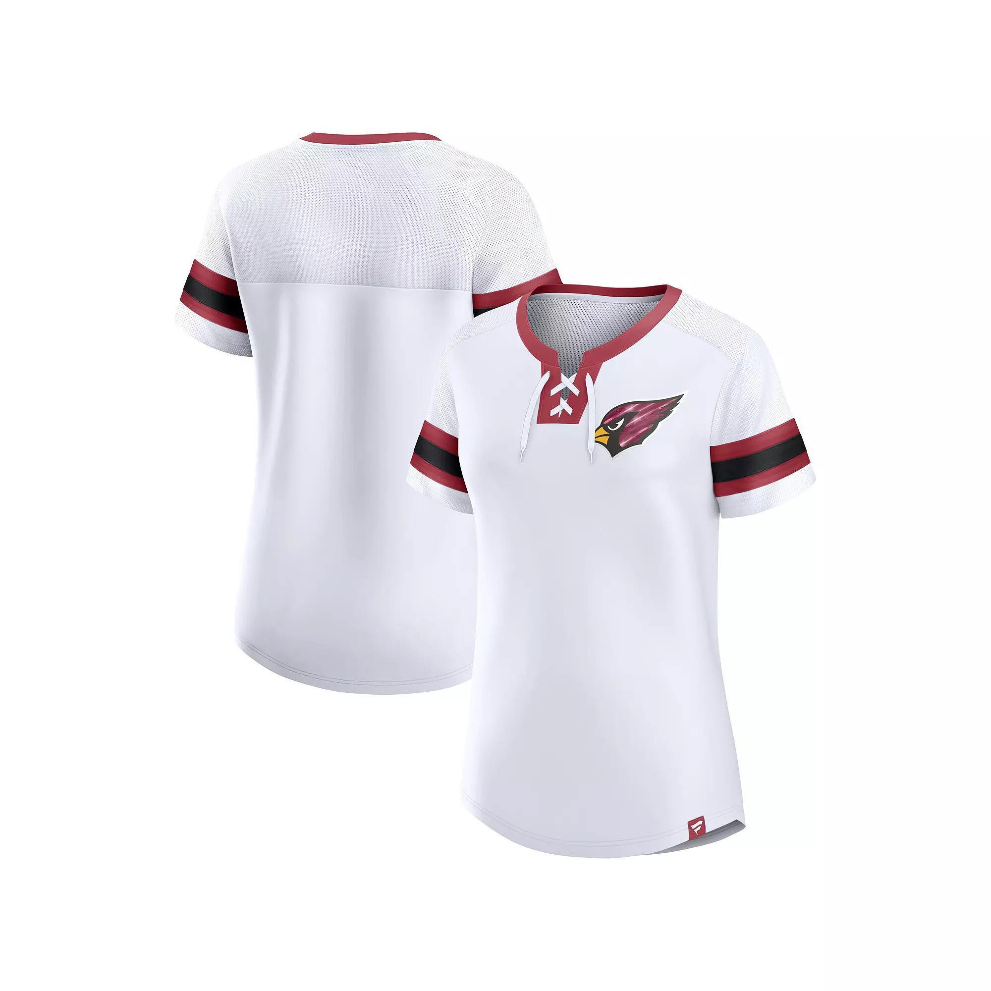 Women's Fanatics White Arizona Cardinals Sunday Best Lace-Up T-Shirt, Size: XS Product Image