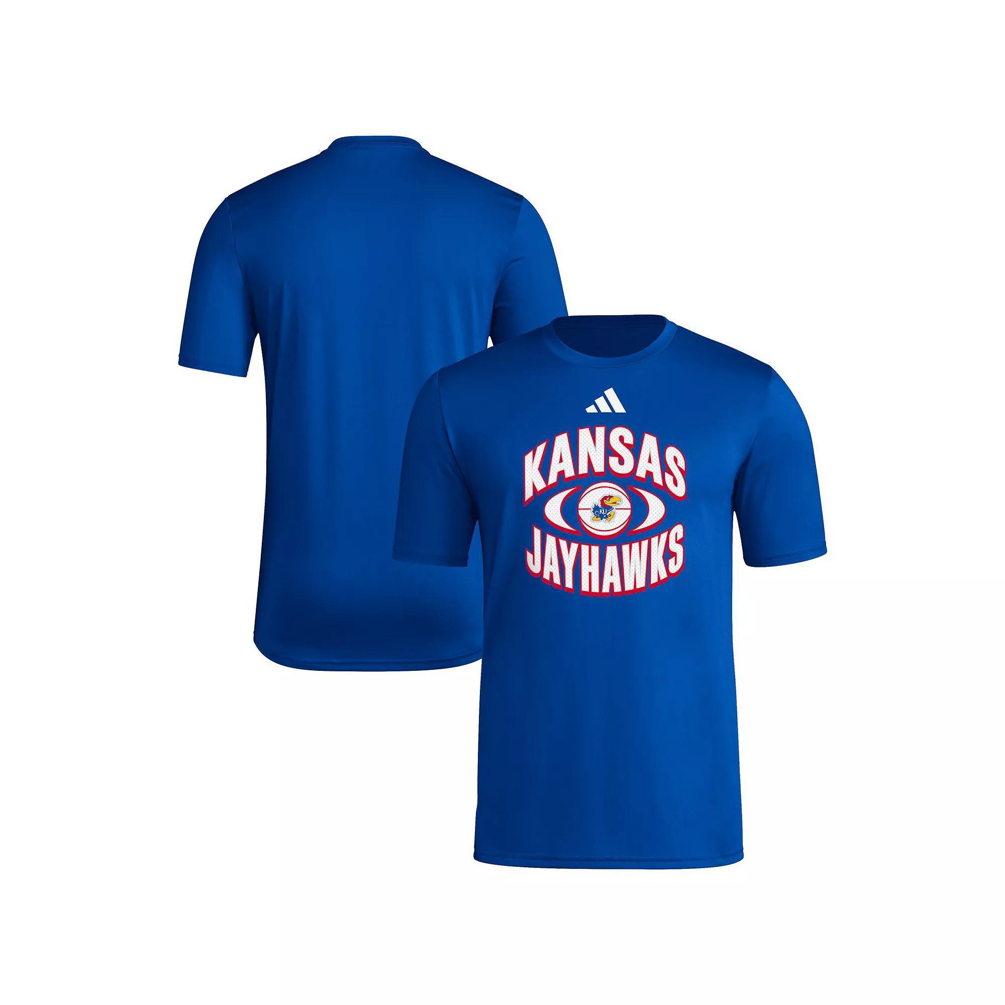 Men's adidas Royal Kansas Jayhawks Basketball On Court Orbit Pregame T-Shirt,  Product Image