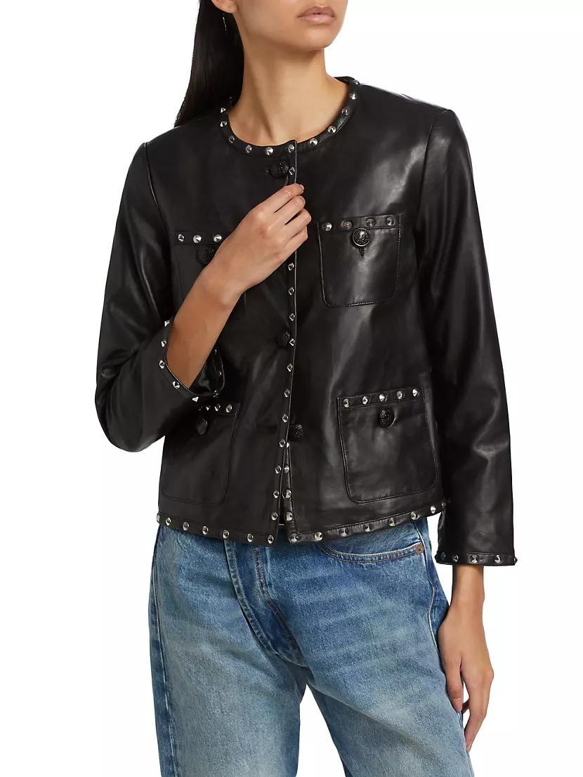 Leather Slouch Studded Jacket Product Image