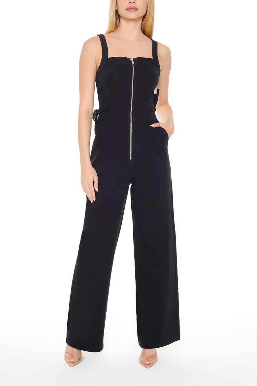 Cutout Zip-Up Denim Jumpsuit | Forever 21 Product Image