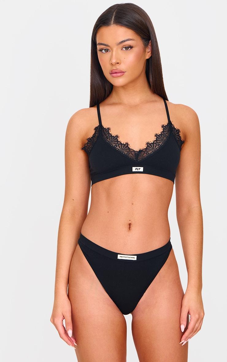 PRETTYLITTLETHING Black Badge Seamless Thong Product Image