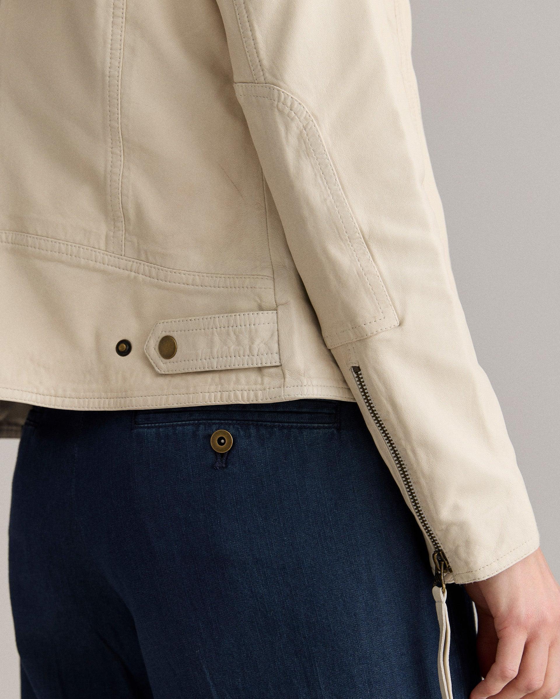 Washed Leather Biker Jacket -  Product Image