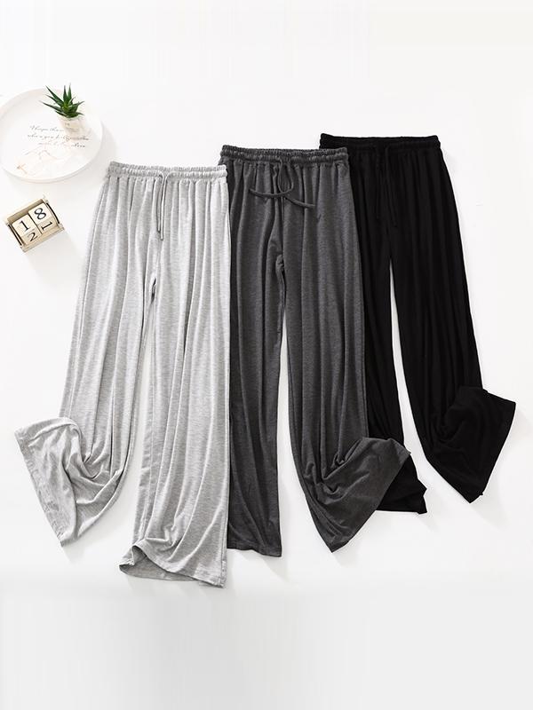 High Waisted Loose Drawstring Elasticity Solid Color Casual Pants Bottoms Trousers Product Image