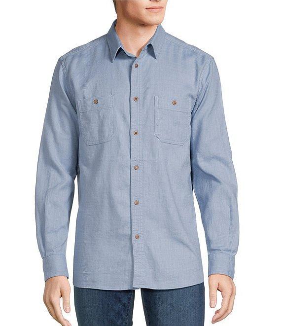 Rowm Long Sleeve Solid Slub Button Front Woven Shirt Product Image