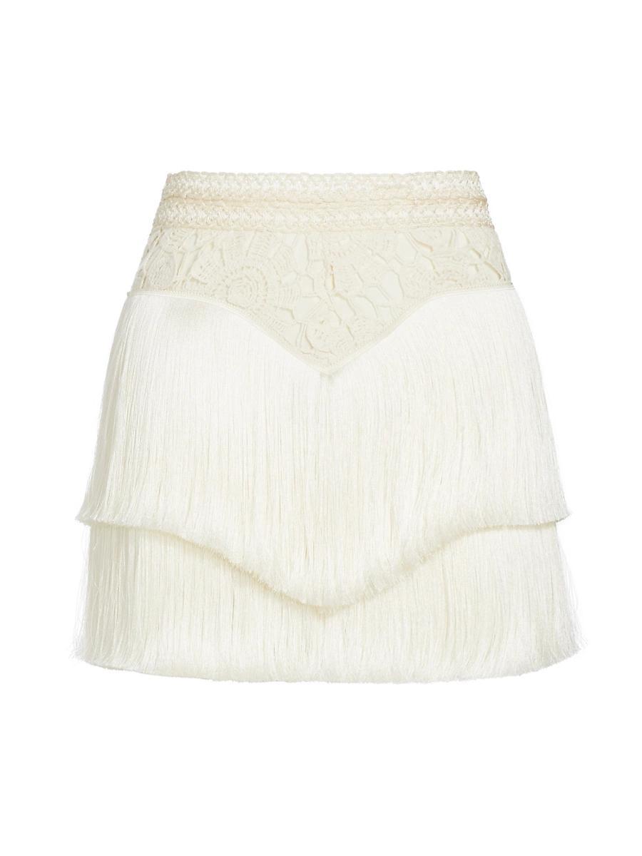 Womens Crocheted Fringe Miniskirt Product Image