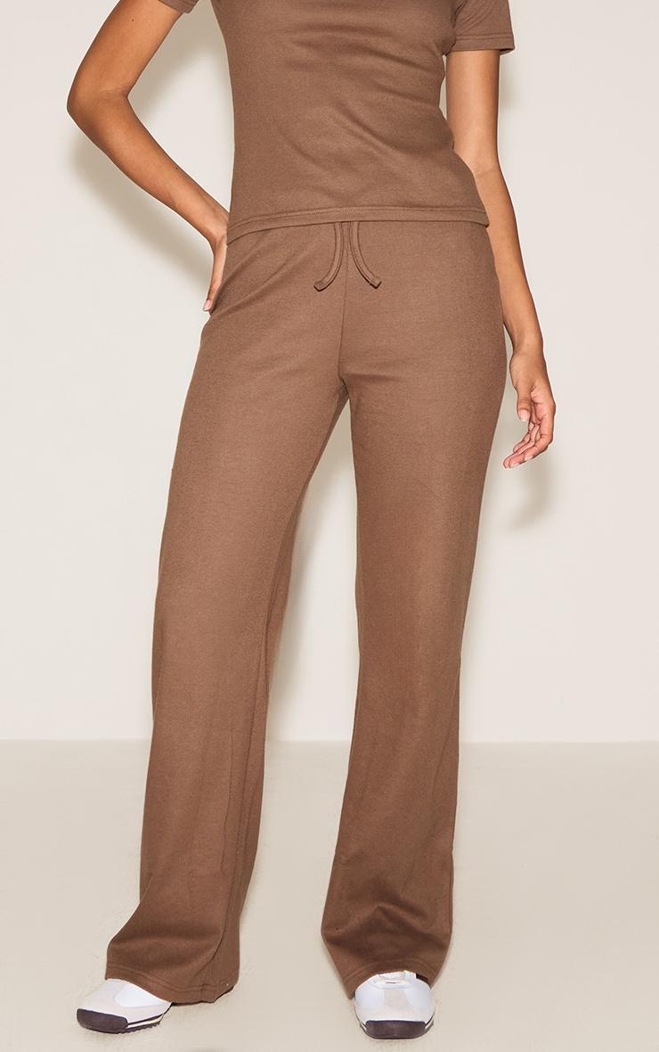 Mocha Low Rise Super Soft Skinny Flared Pants Product Image