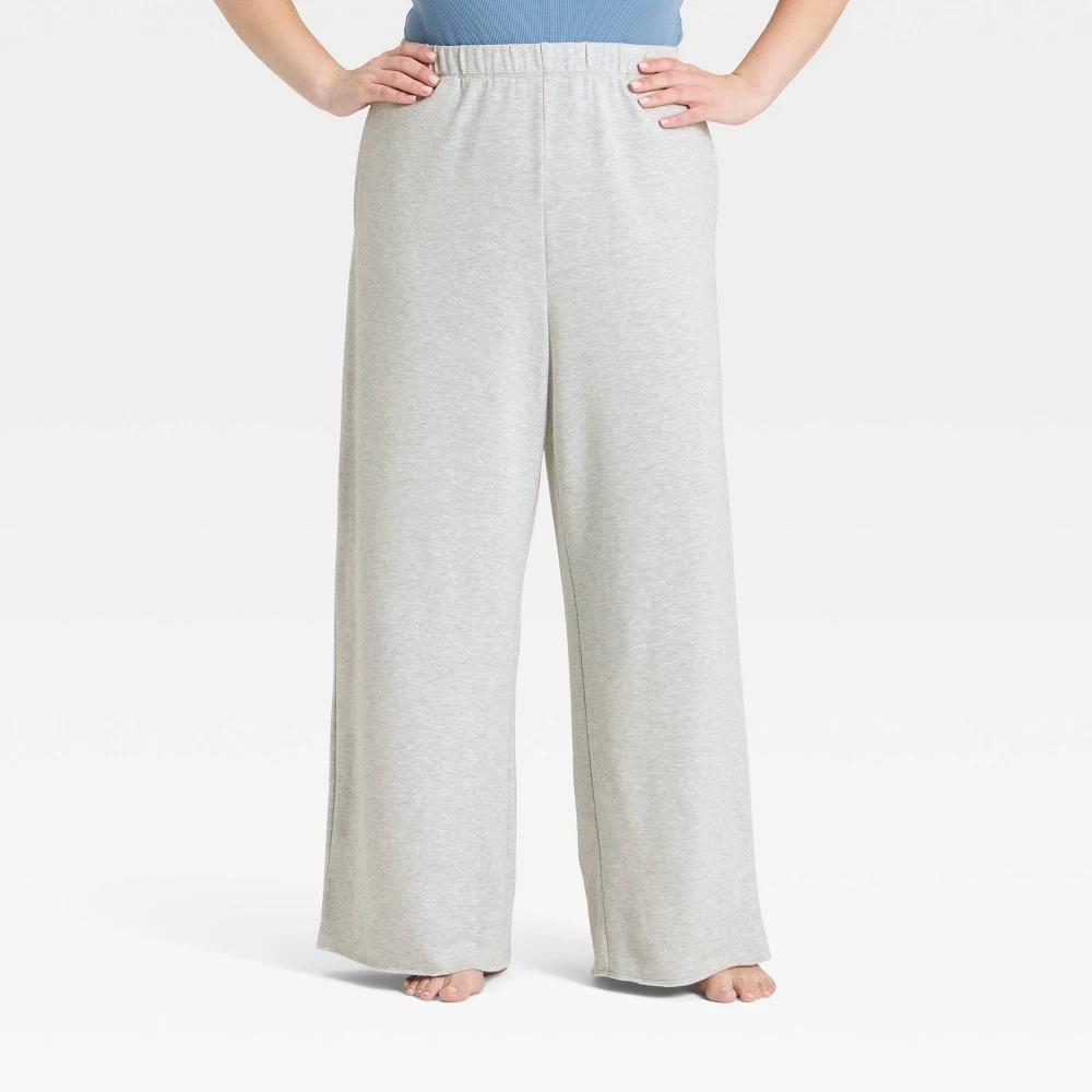 Women's PeachySoft French Terry Fleece Wide Leg Lounge Pants - Wild Fable™ Gray 2X Product Image
