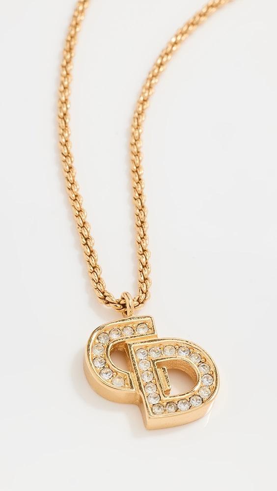 What Goes Around Comes Around Dior Gold Crystal CD Necklace | Shopbop Product Image