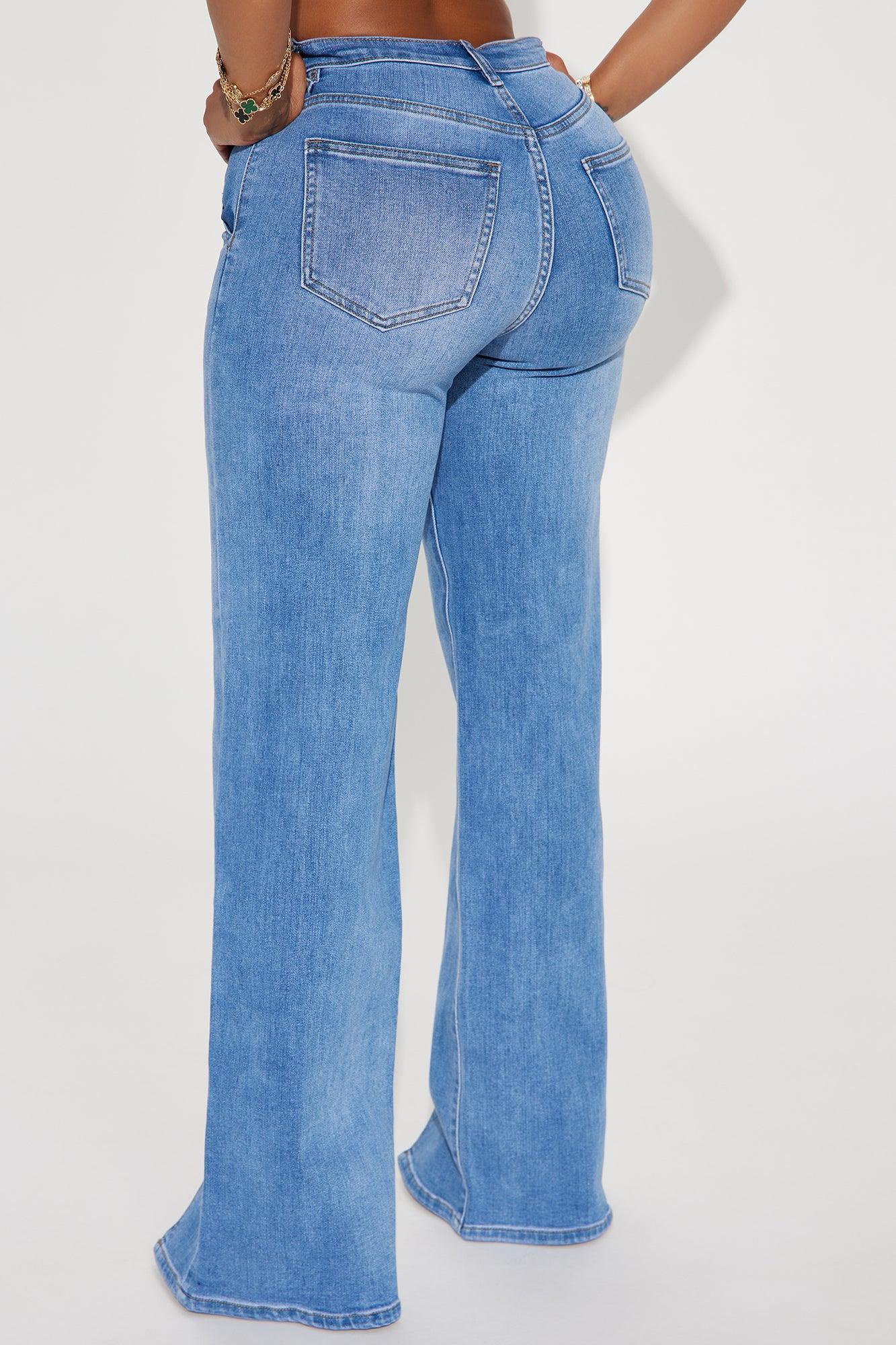 Elodie Split Hem Stretch Trouser Jeans - Medium Wash Product Image