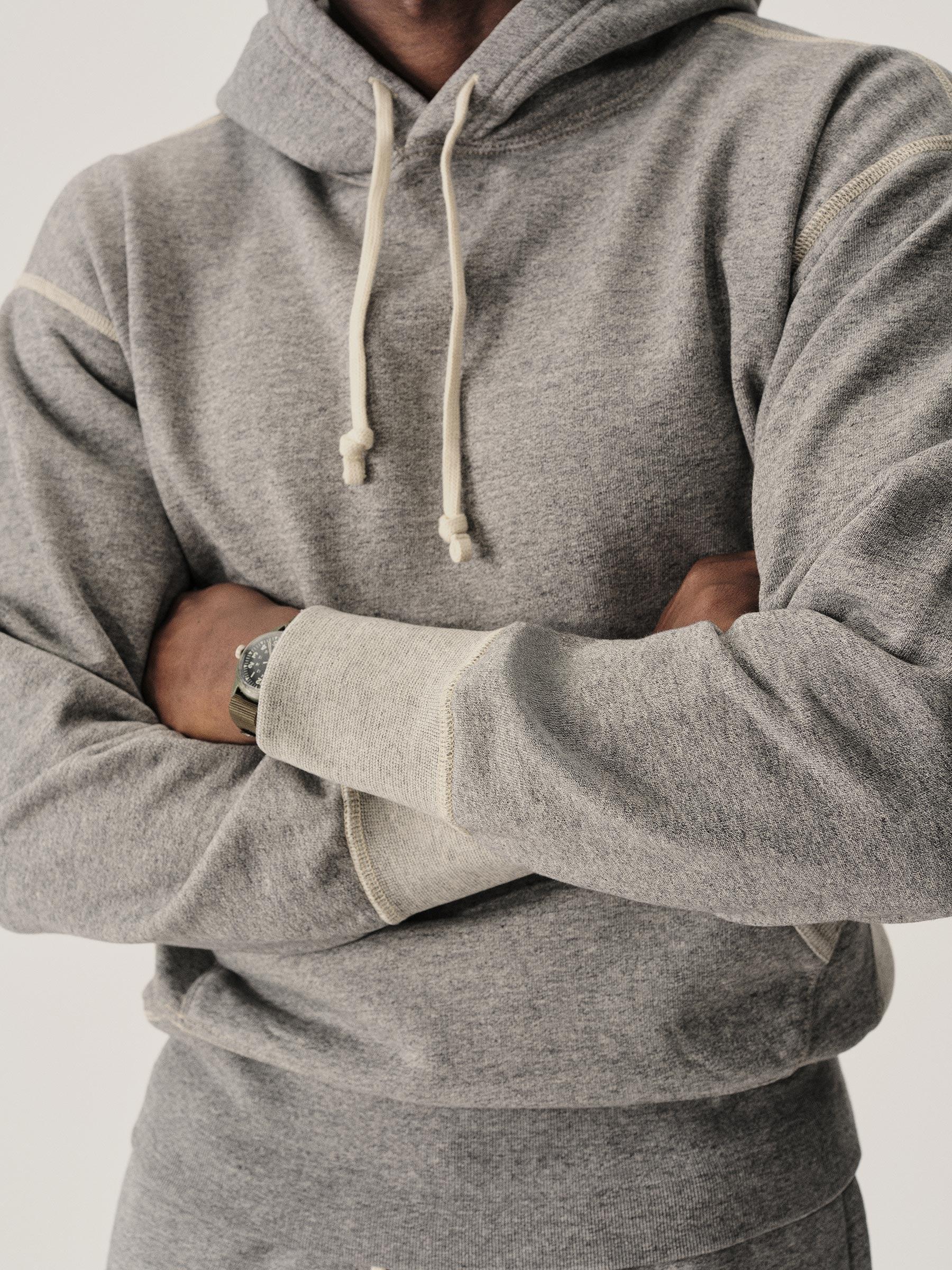 Two Tone Heather Grey Welterweight Hooded Sweatshirt Product Image