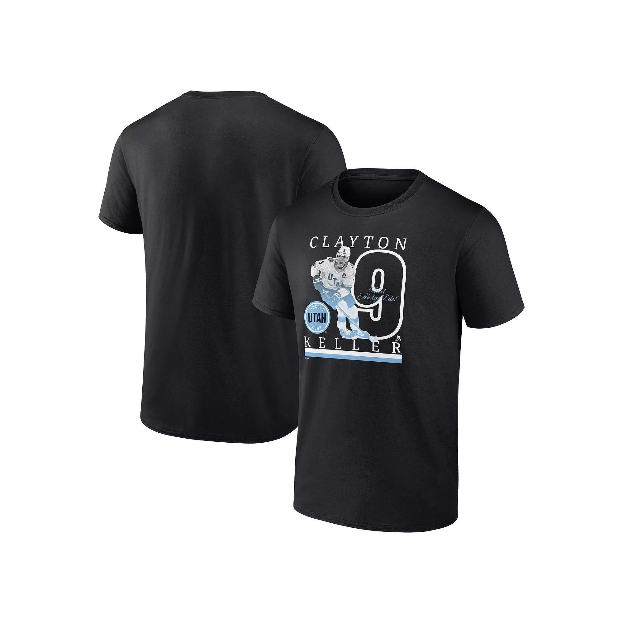 Men's Fanatics Clayton Keller Black Utah Hockey Club Authentic Stack Name & Number T-Shirt,  Product Image