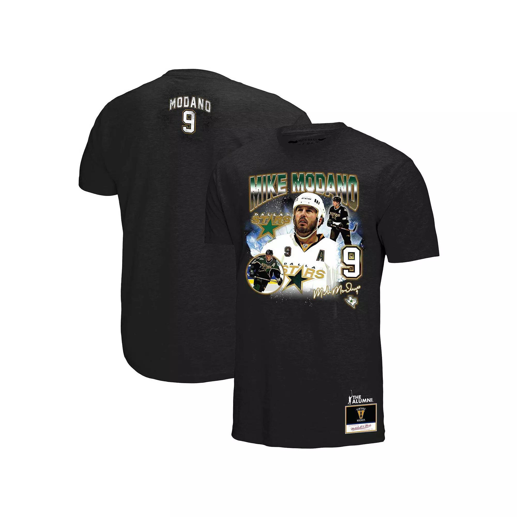 Men's Mitchell & Ness Mike Modano Black Dallas Stars Name & Number Legendary Collage T-Shirt,  Product Image