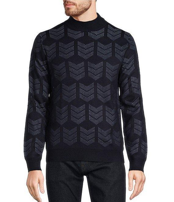 Murano Jacquard Performance Textured Long Sleeve Mock Neck Sweater Product Image