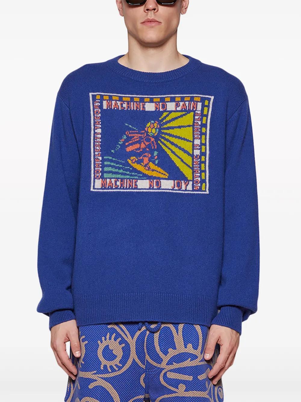 THE ELDER STATESMAN Blue Crewneck Sweatshirt In Blue Jay Product Image