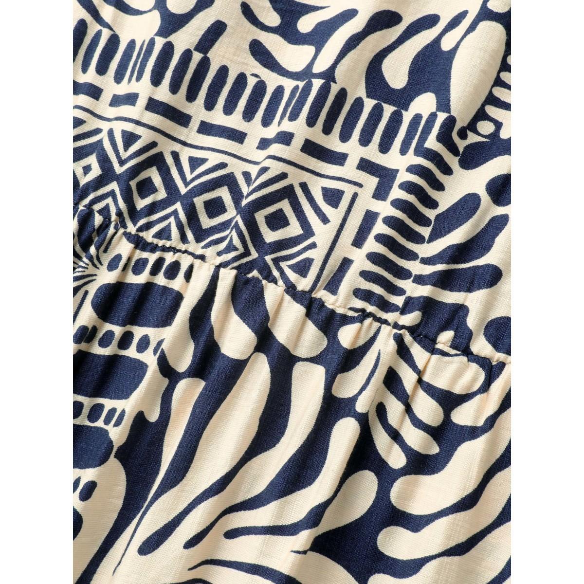 Plus Size Geometric Collage Print Pockets Midi Dress DarkBlue Women Square Neck Sleeveless Curvy BloomChic 18-20/2X Product Image