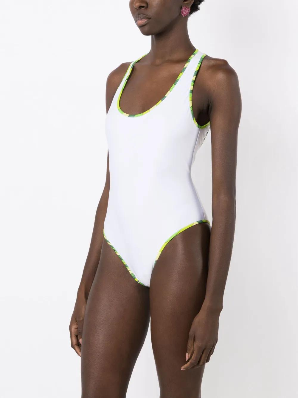 Marmo-print trim swimsuit Product Image