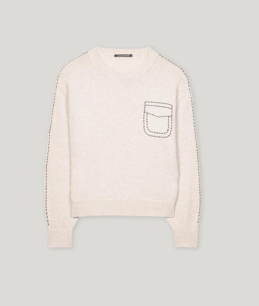 Luisa Cerano Beige Contrast Stitch Sweater Product Image