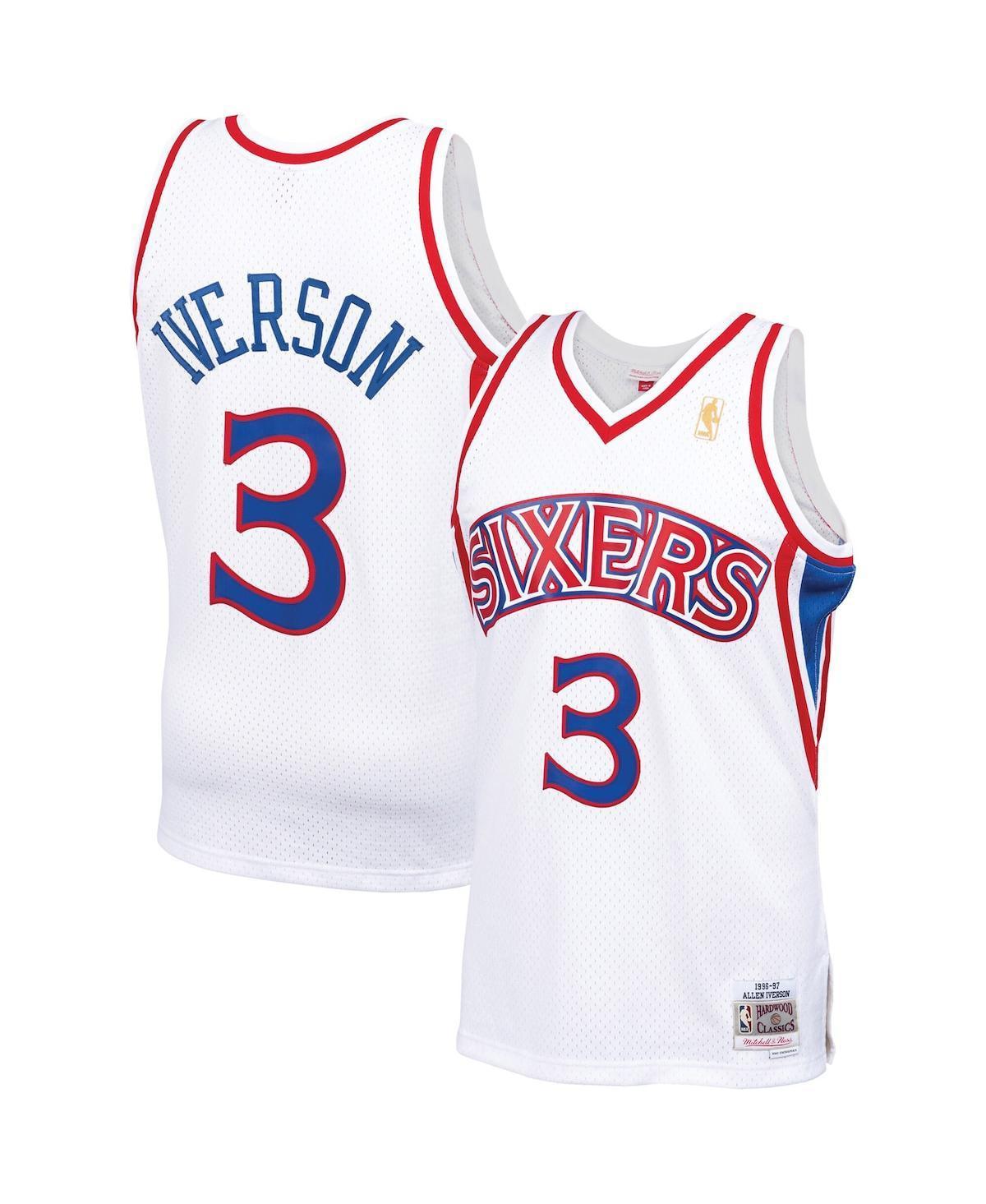 Mens Mitchell & Ness Allen Iverson White Philadelphia 76ers Big & Tall Hardwood Classics 1996/97 Swingman Jersey Product Image