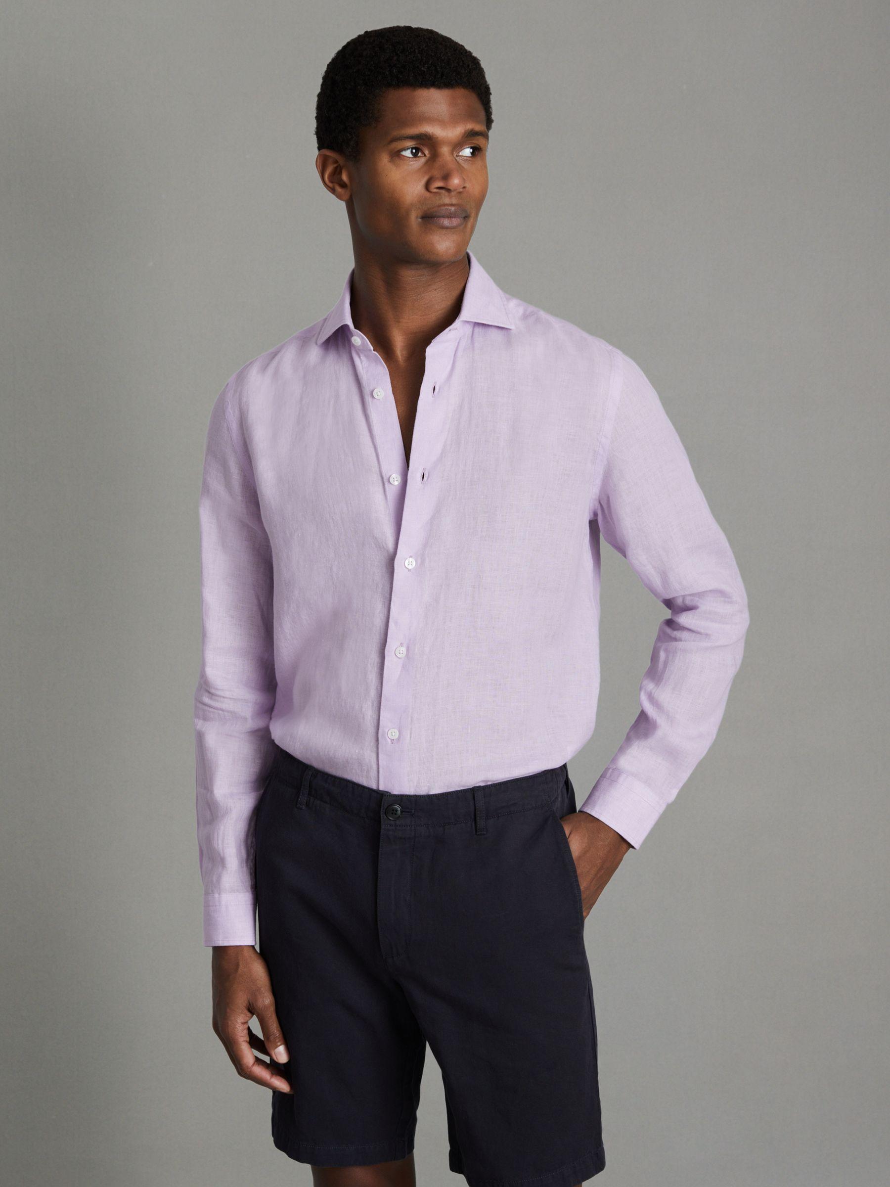 Linen Button-Through Shirt in Orchid Product Image