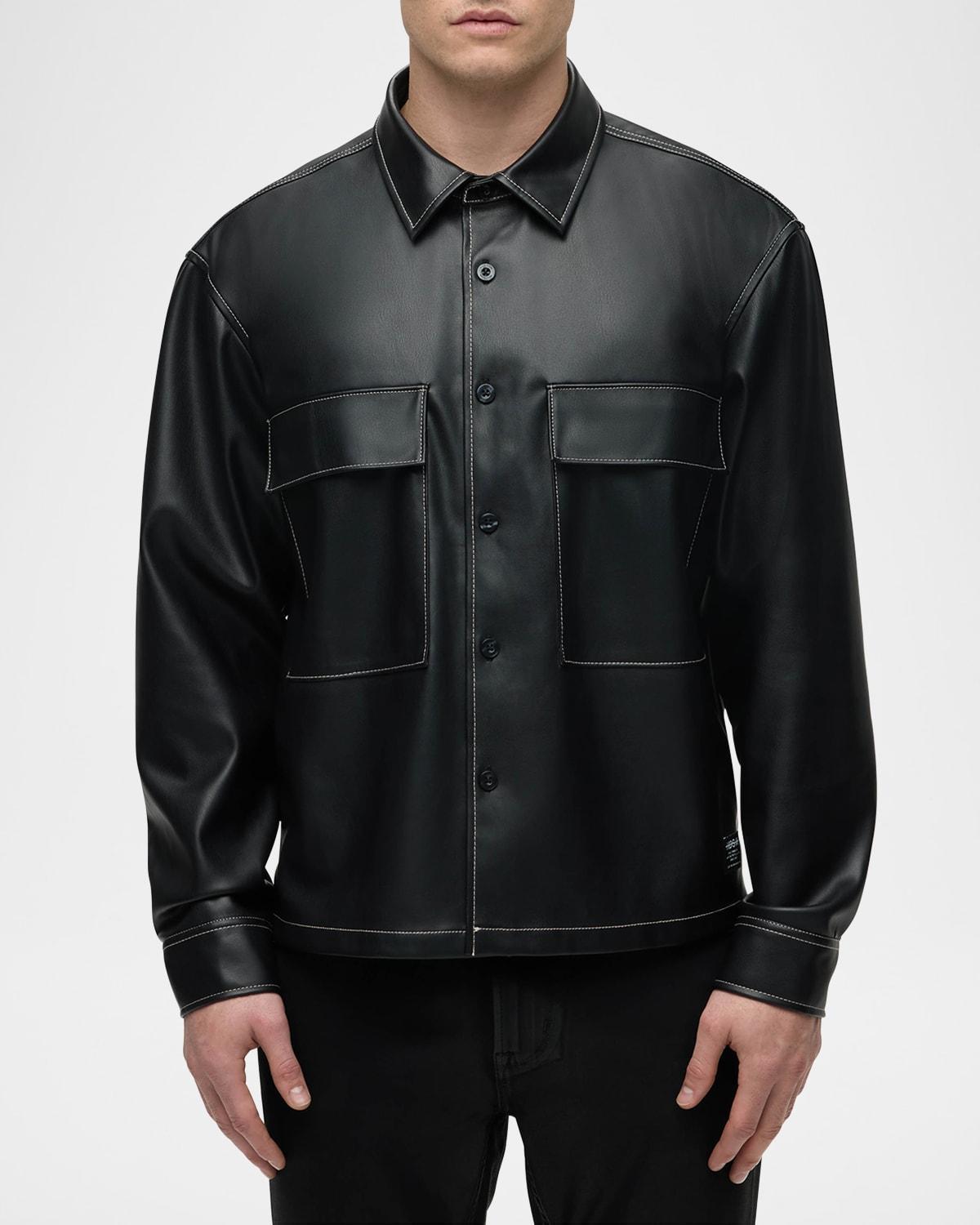 Men's Faux-Leather Overshirt Product Image