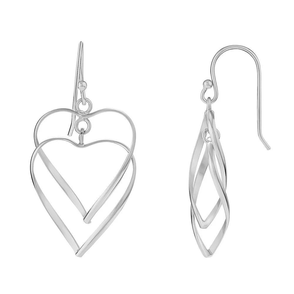 PRIMROSE Sterling Silver Double Heart Drop Earrings, Women's Product Image