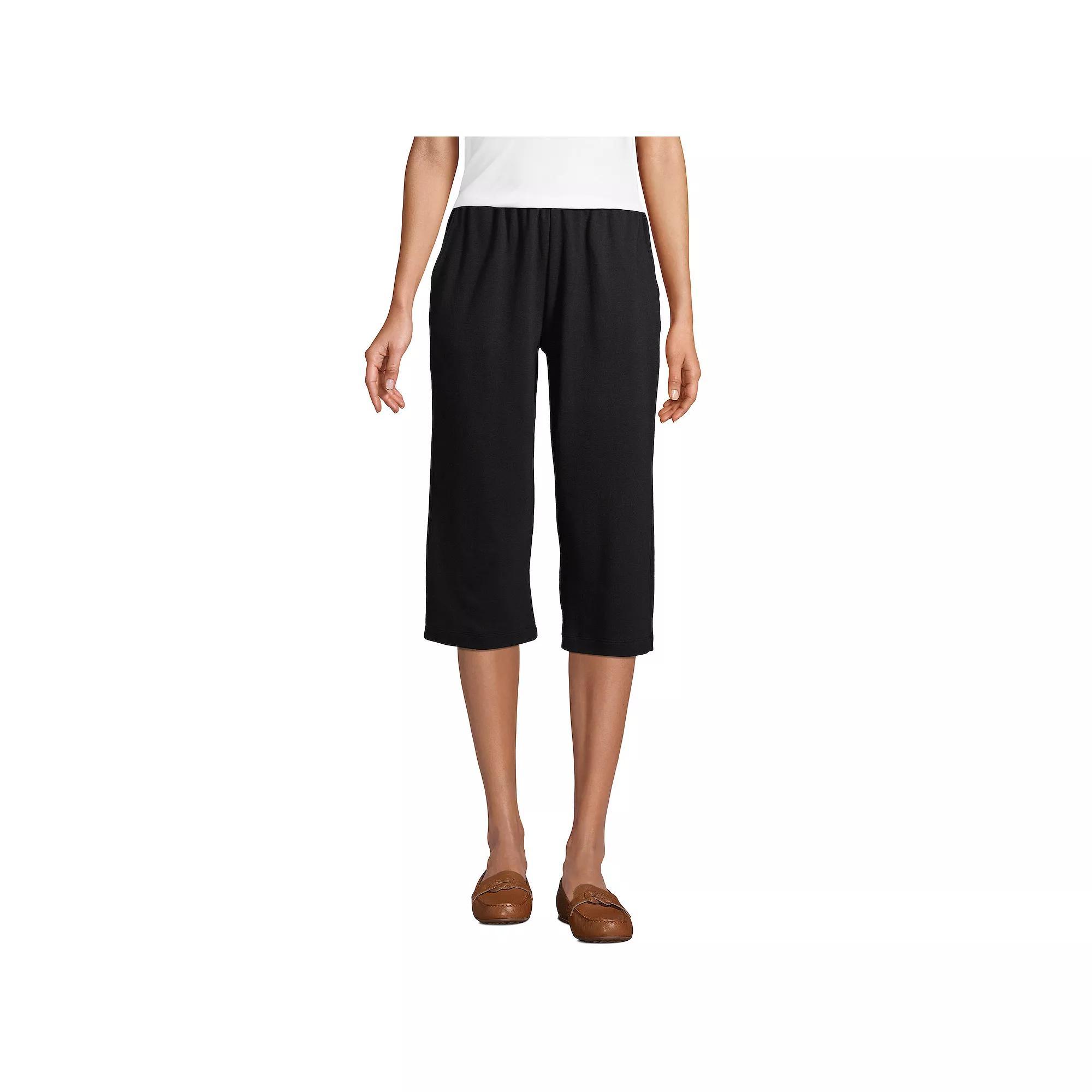 Women's Lands' End Sport High Waist Pull-On Capri Pants, Size: Large, Black Product Image