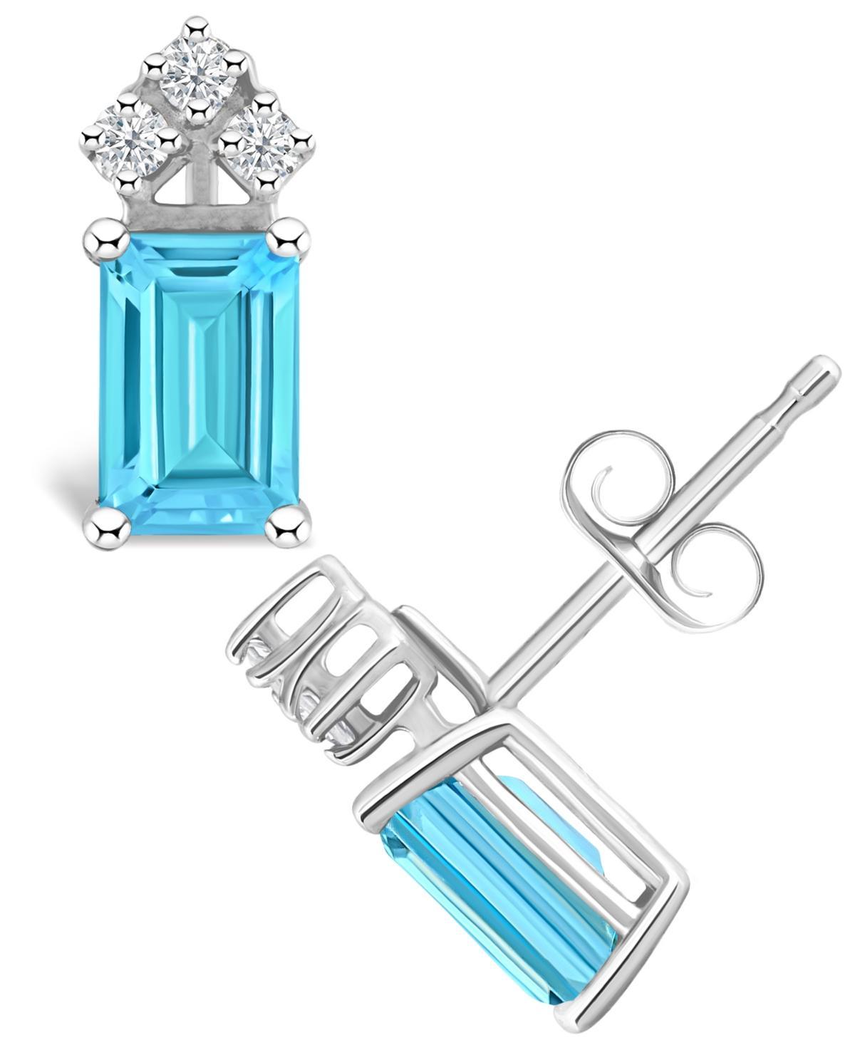 Celebration Gems 14k Gold Emerald Cut Tanzanite & 1/8 Carat T.W. Diamond Stud Earrings, Women's, 14k Whgold Product Image