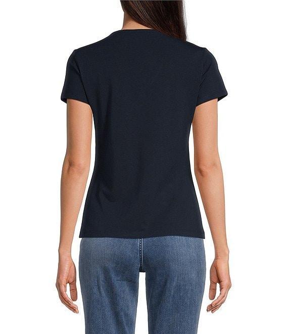 J.McLaughlin Terrine Cotton Blend Stretch V-Neck Short Sleeve Tee Shirt Product Image