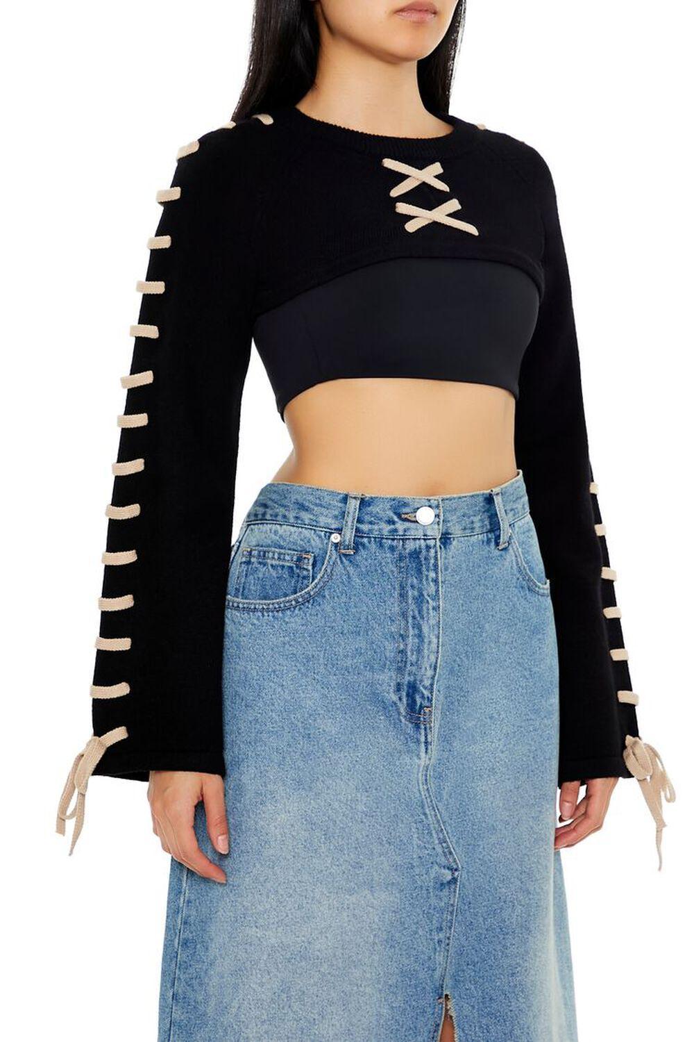 Cropped Tie-Trim Sweater | Forever 21 Product Image