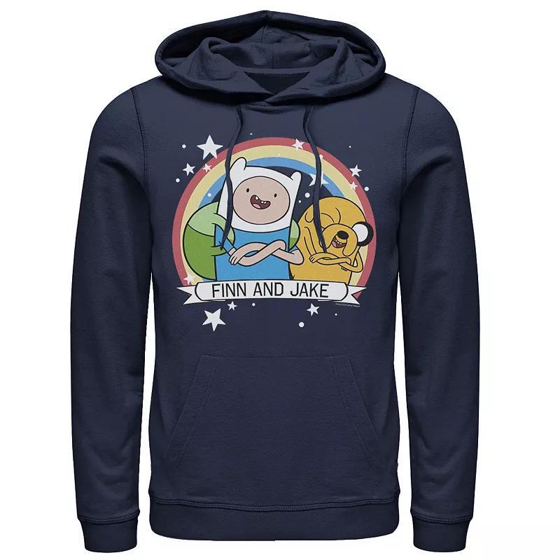 Mens Cartoon Network Adventure Time Finn & Jake Rainbow Banner Hoodie Product Image