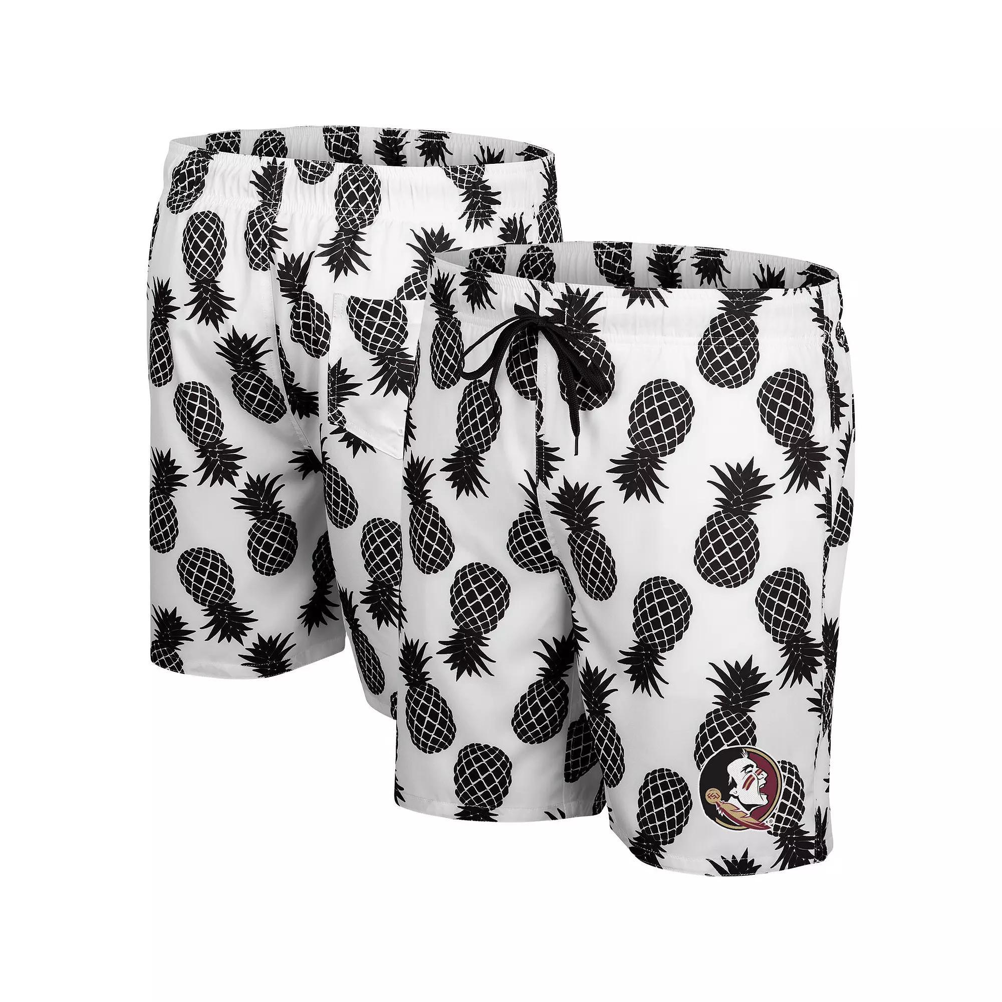 Men's Colosseum White/Black Florida State Seminoles Pineapple Swim Shorts, Size: 3XL Product Image