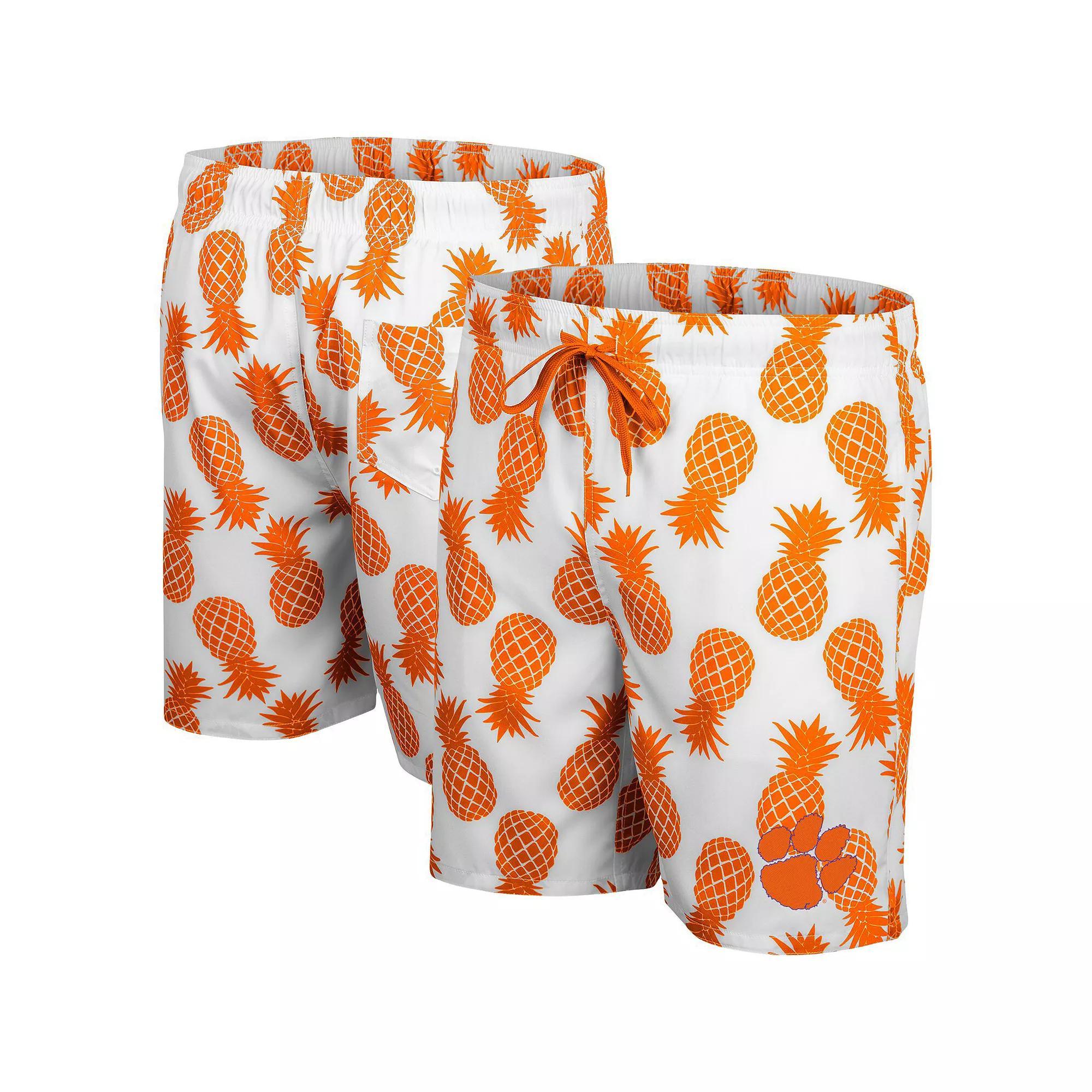 Men's Colosseum White/Orange Clemson Tigers Pineapple Swim Shorts,  Product Image
