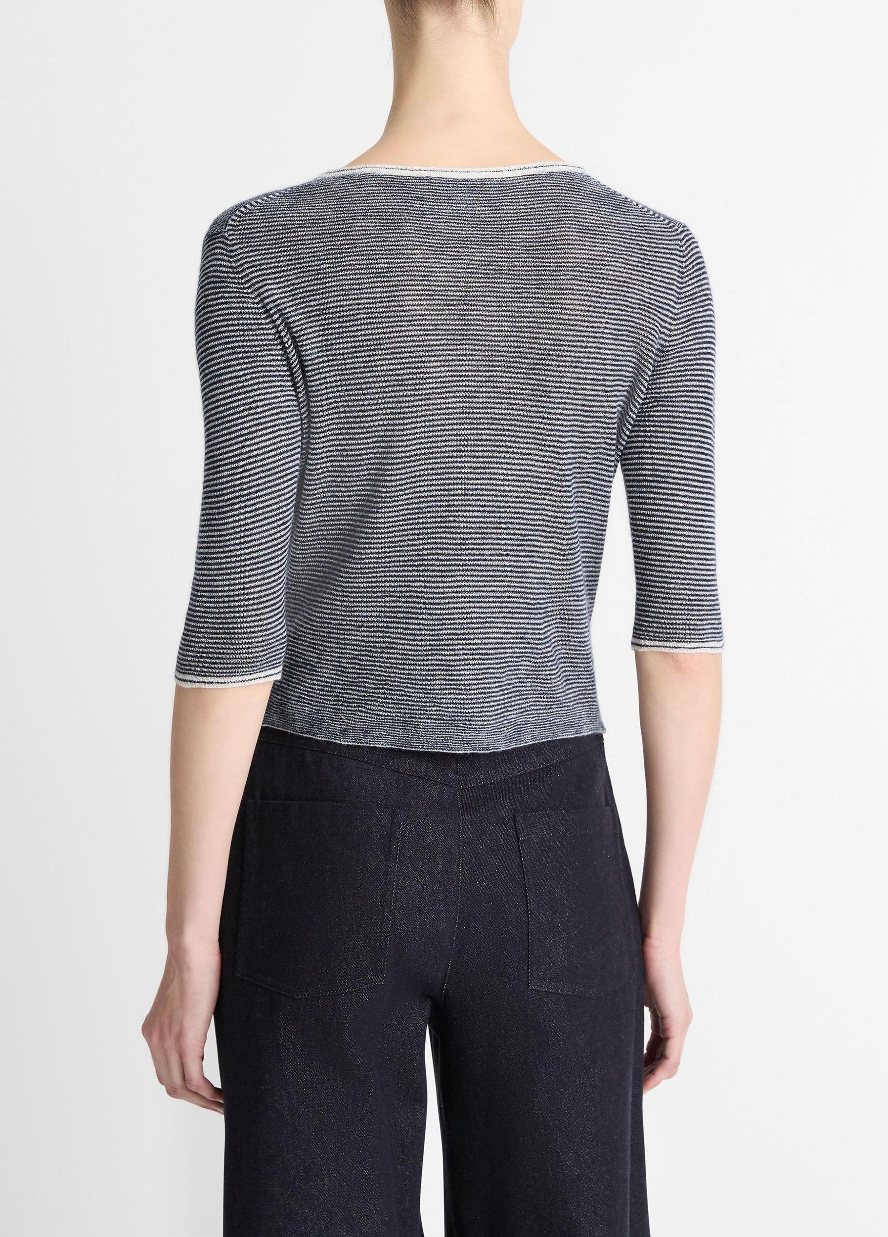 Micro-Stripe Cashmere-Silk Cardigan Product Image