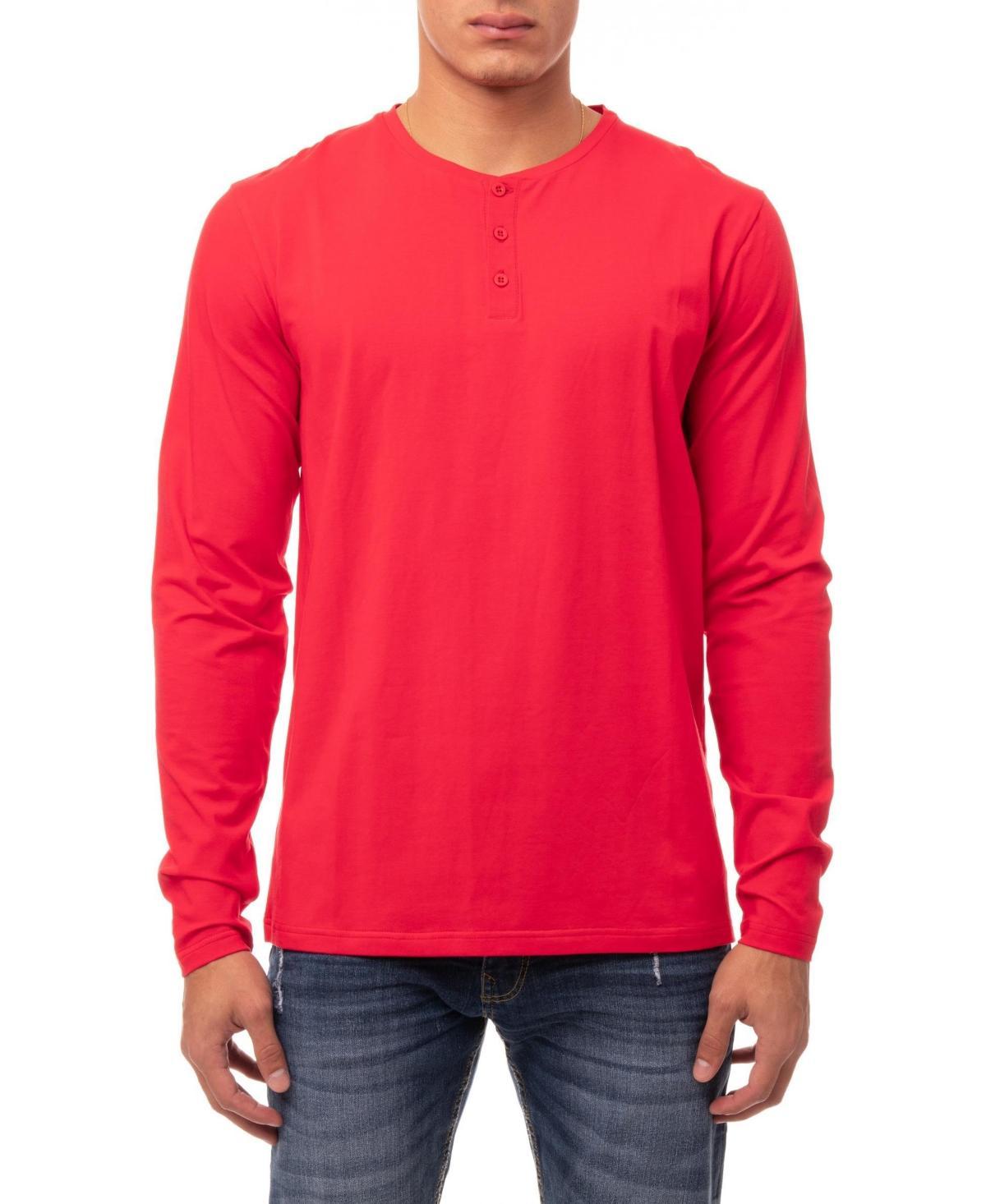 X-Ray Mens Soft Stretch Henley Neck Long Sleeve T-shirt Product Image