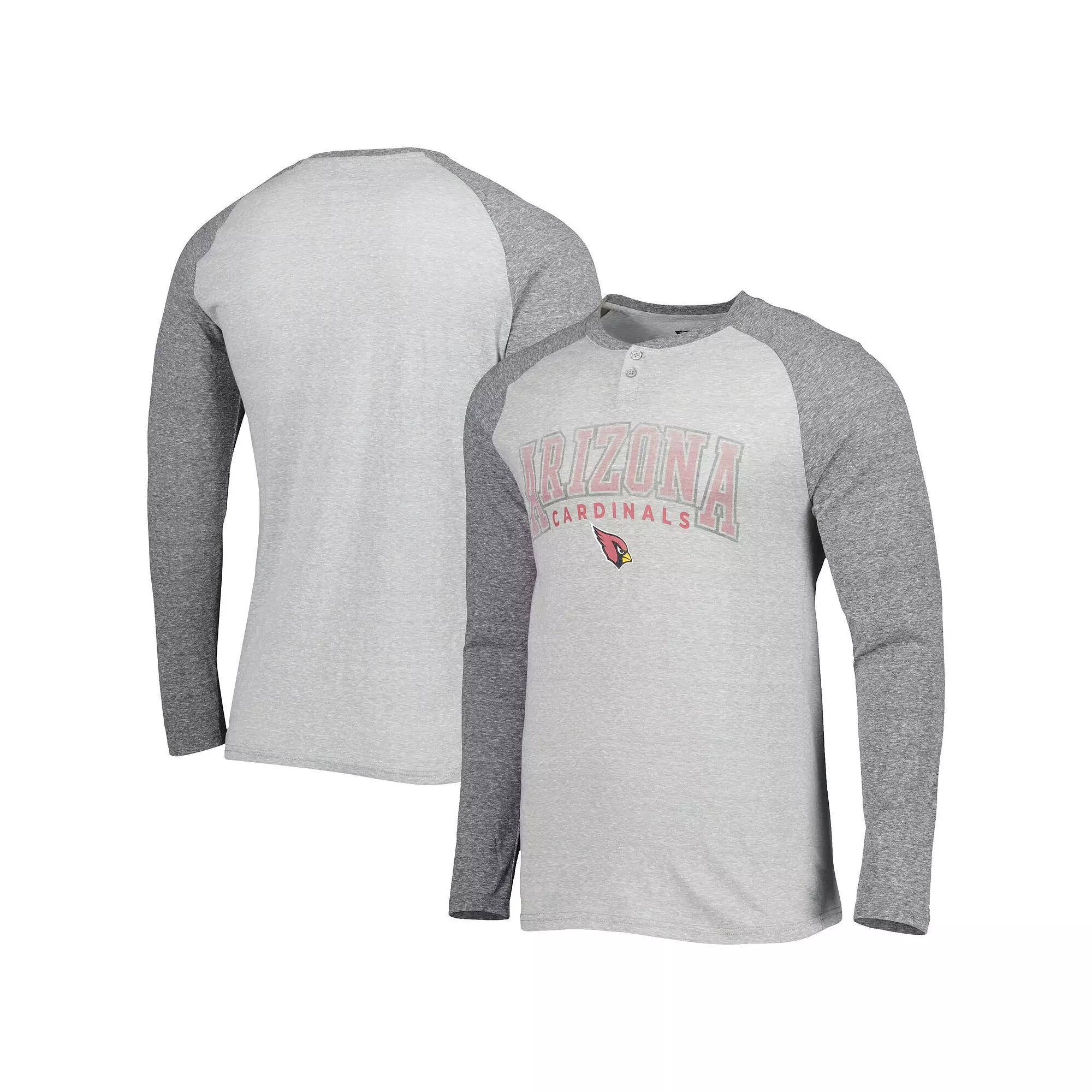 Men's Concepts Sport Heather Gray Arizona Cardinals Ledger Raglan Long Sleeve Henley T-Shirt, Size: Small, Grey Product Image