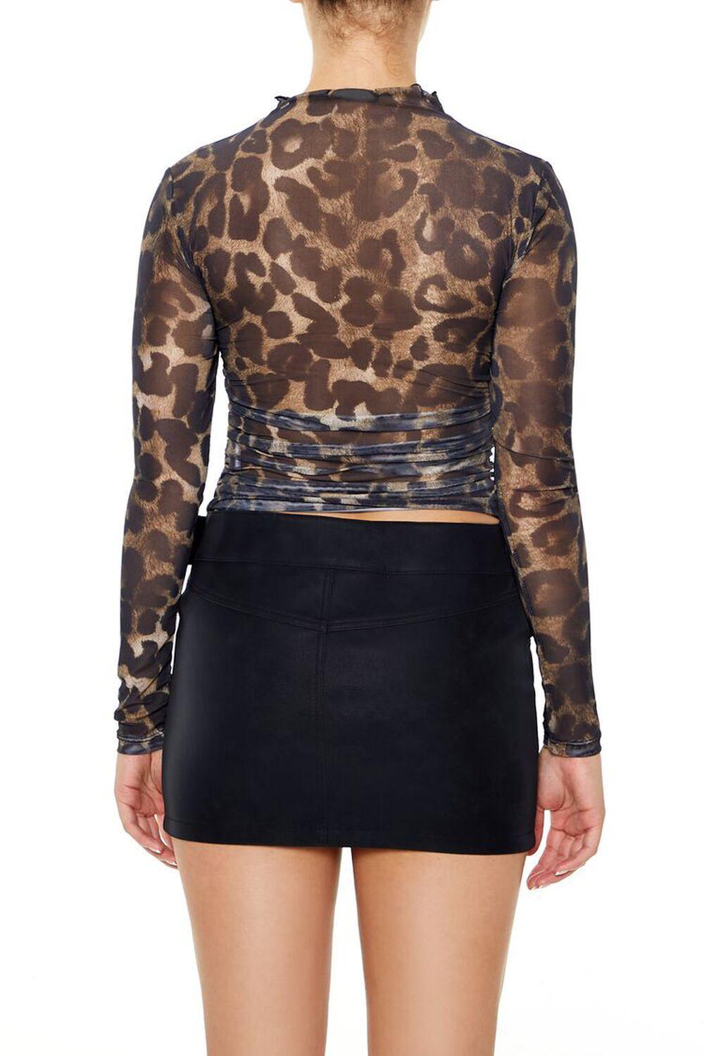 Leopard Print Mesh Crop Top | Forever 21 Product Image