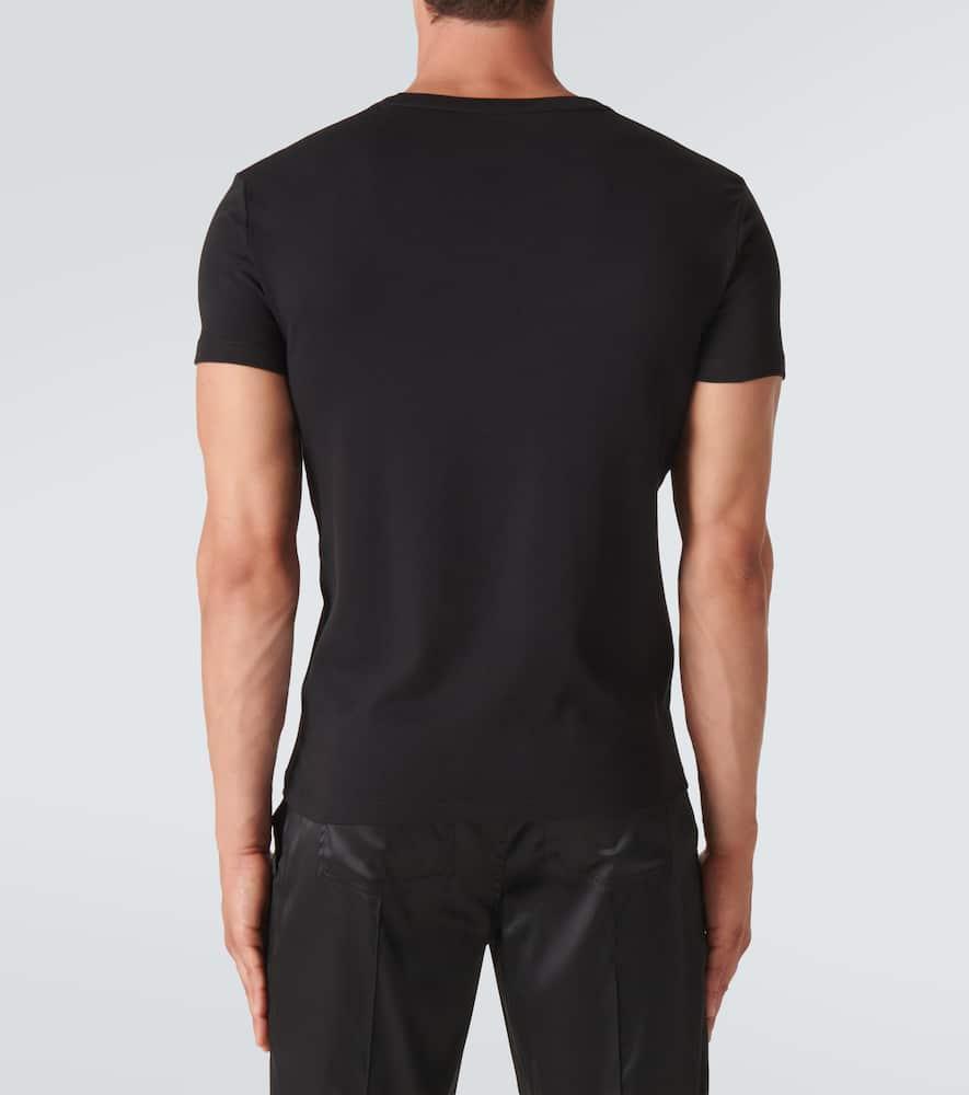 TOM FORD Black Basic Crewneck T-shirt With Tonal Stitching In Cotton Blend Man Product Image