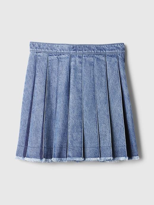 Pleated Denim Mini Skirt Product Image