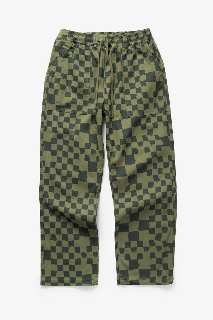 Printed Chef Pants - Olive Checker Product Image