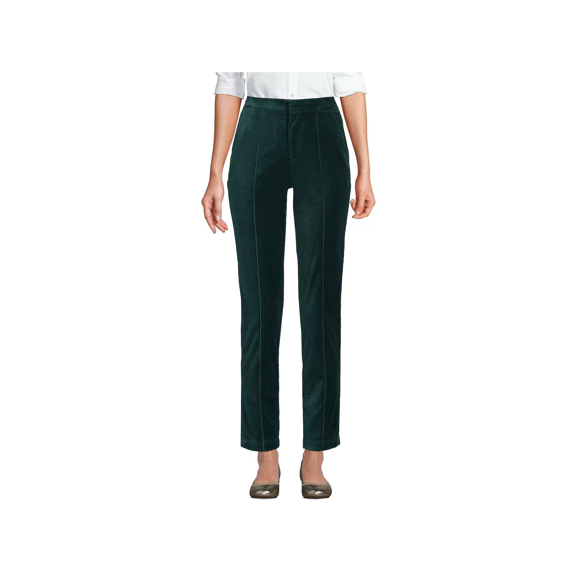 Women's Lands' End Velvet High Rise Pintuck Pencil Ankle Pants,  Product Image