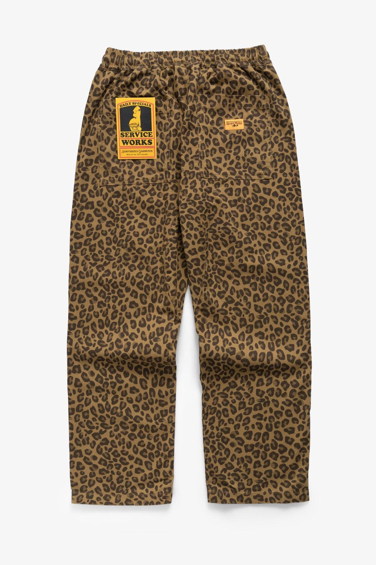 Patterned Chef Pants - Brown Leopard Product Image