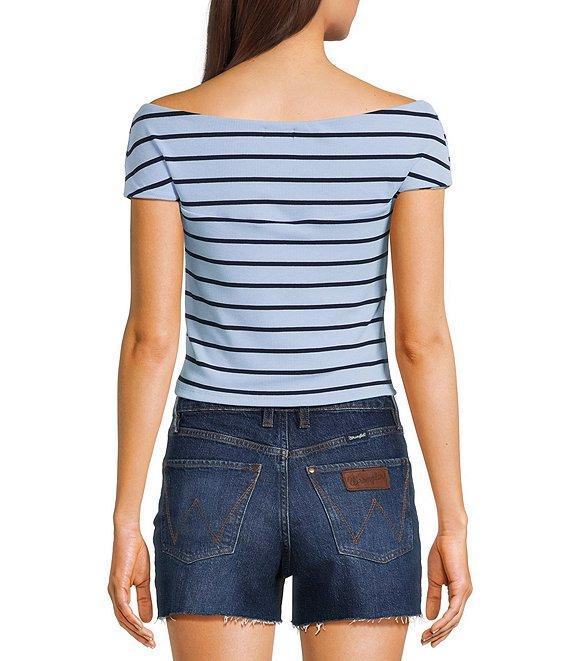 Originality Off-The-Shoulder Striped Twist Front Top Product Image