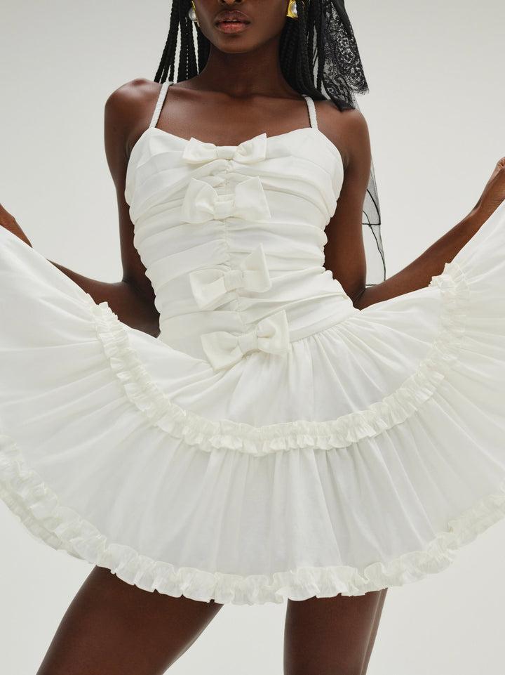 Whipped Cream Taffeta Mini Dress — White Product Image