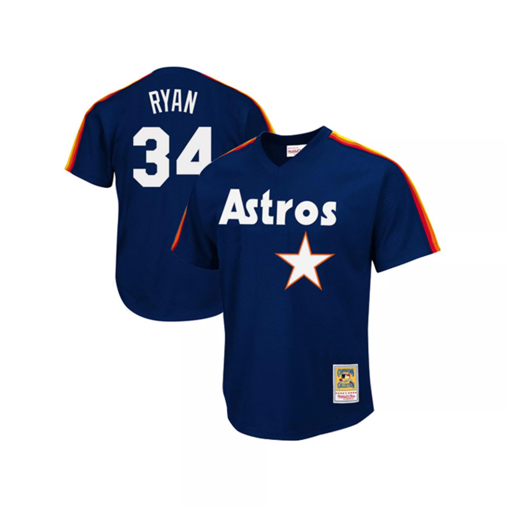 Men's Mitchell & Ness Nolan Ryan Navy Houston Astros 1988 Authentic Cooperstown Collection Mesh Batting Practice Jersey,  Product Image