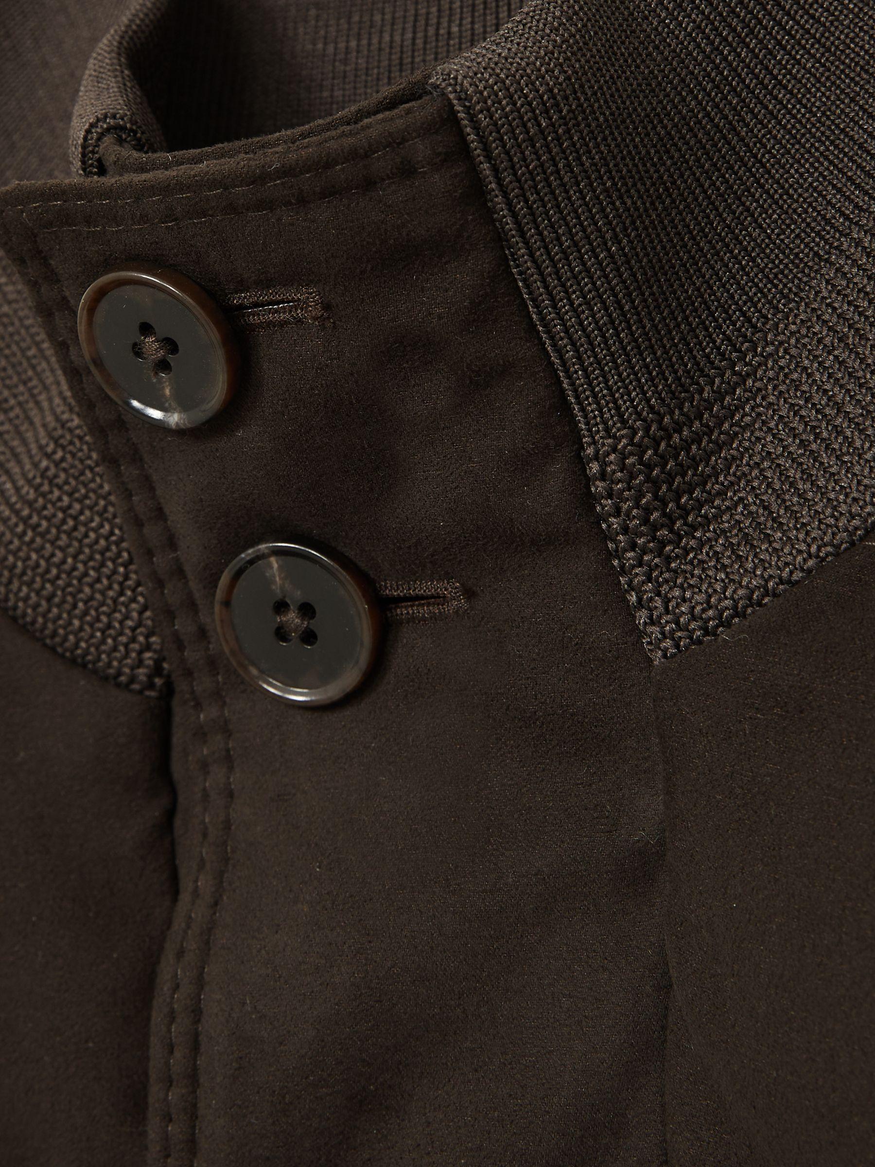 Patch-Pocket Quilted-Alcantara Jacket in Chocolate Brown Product Image