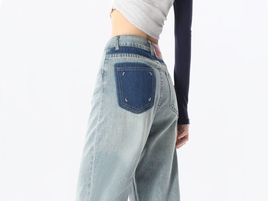 High Waist Washed Wide Leg Jeans Product Image