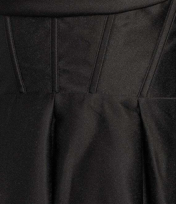 Blondie Nites Spaghetti Strap Sweetheart Drape Corset Satin Dress Product Image