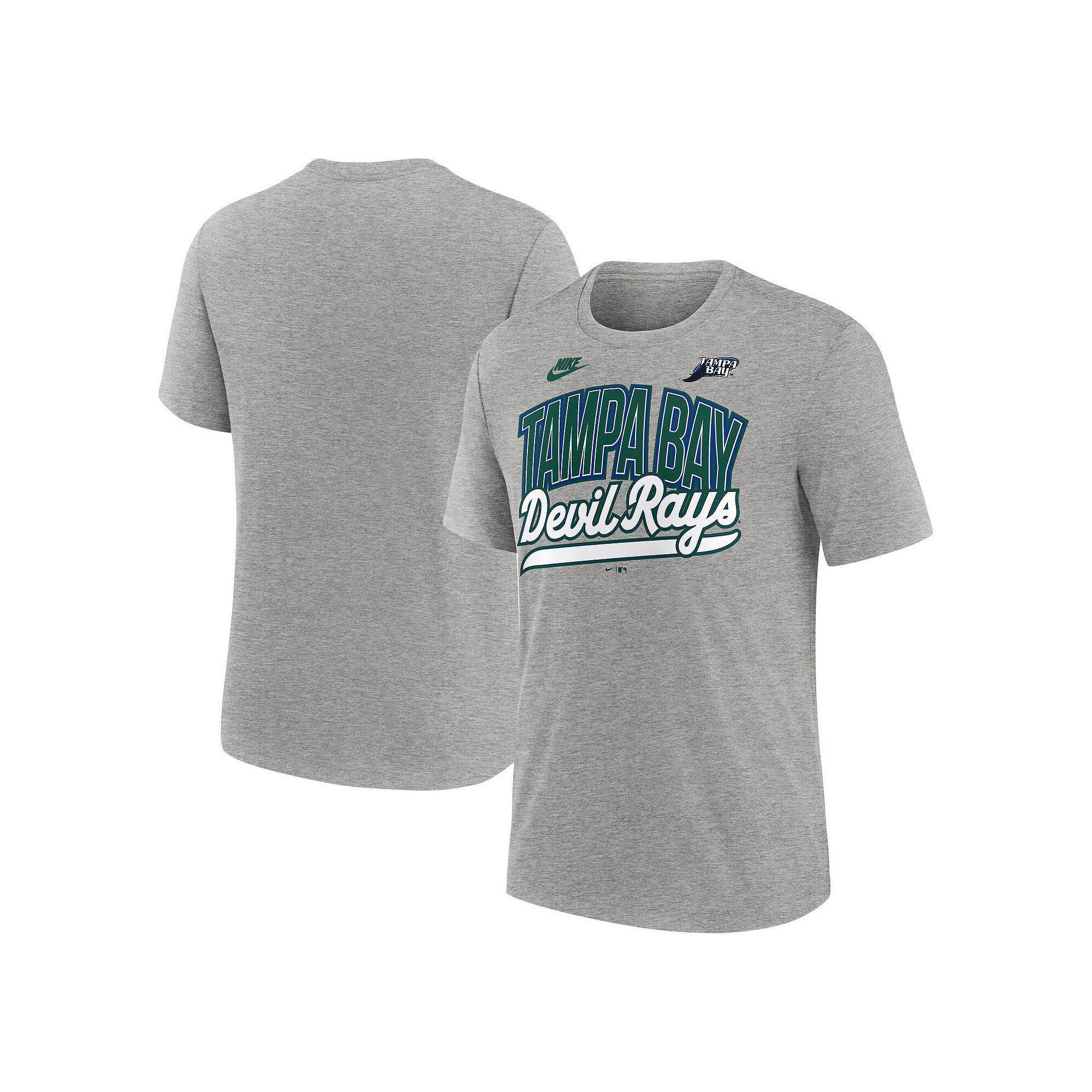 Men's Nike Heather Gray Tampa Bay Rays Cooperstown Collection Retro Tri-Blend T-Shirt,  Product Image