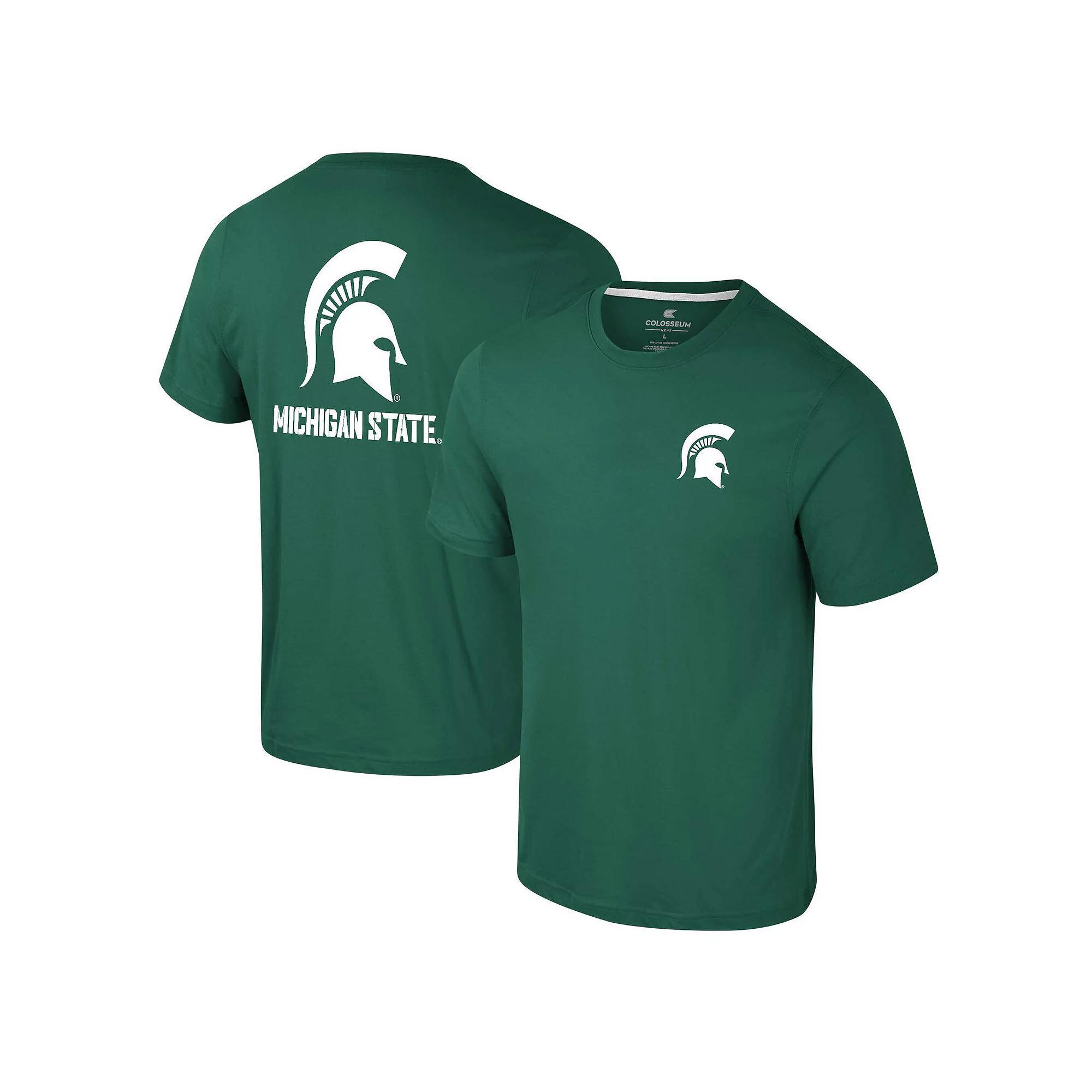 Men's Colosseum Green Michigan State Spartans Logo Lockup 2-Hit Active Blend T-Shirt,  Product Image