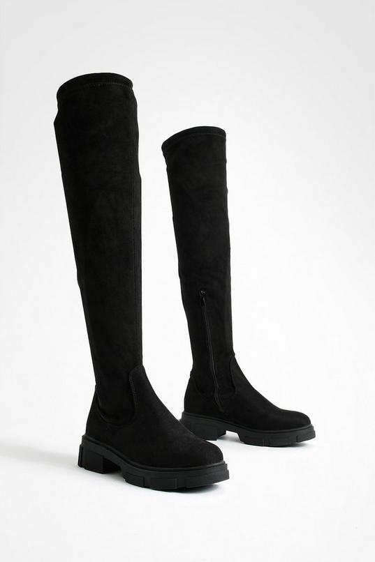 Faux Suede Stretch Knee High Boots Product Image